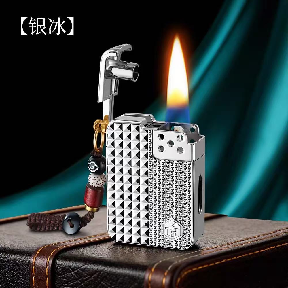 HT2515-银拉丝智能声控感应多功能点火可充电小方砖打火机防风