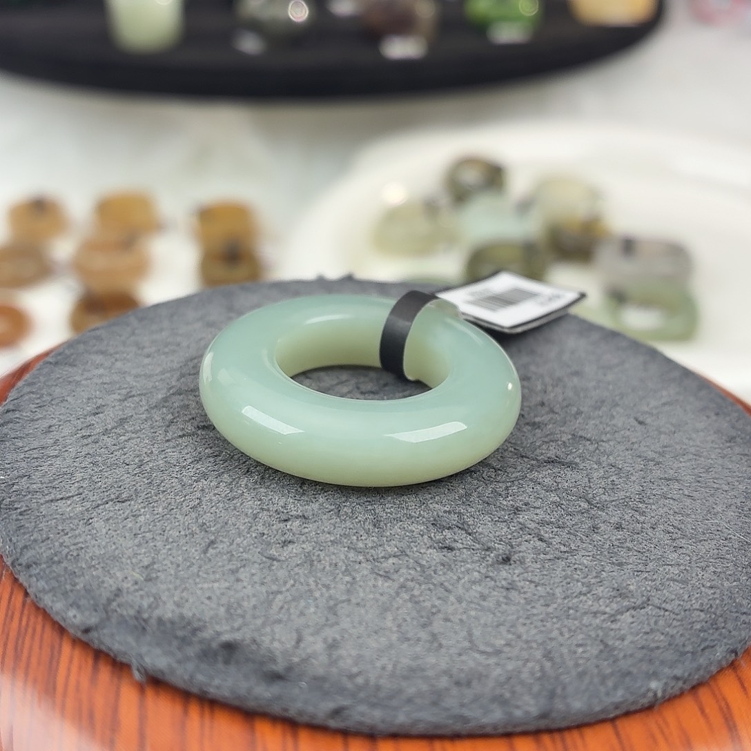 和田玉未镶嵌戒指b101奶蓝泥鳅背17.2不退换