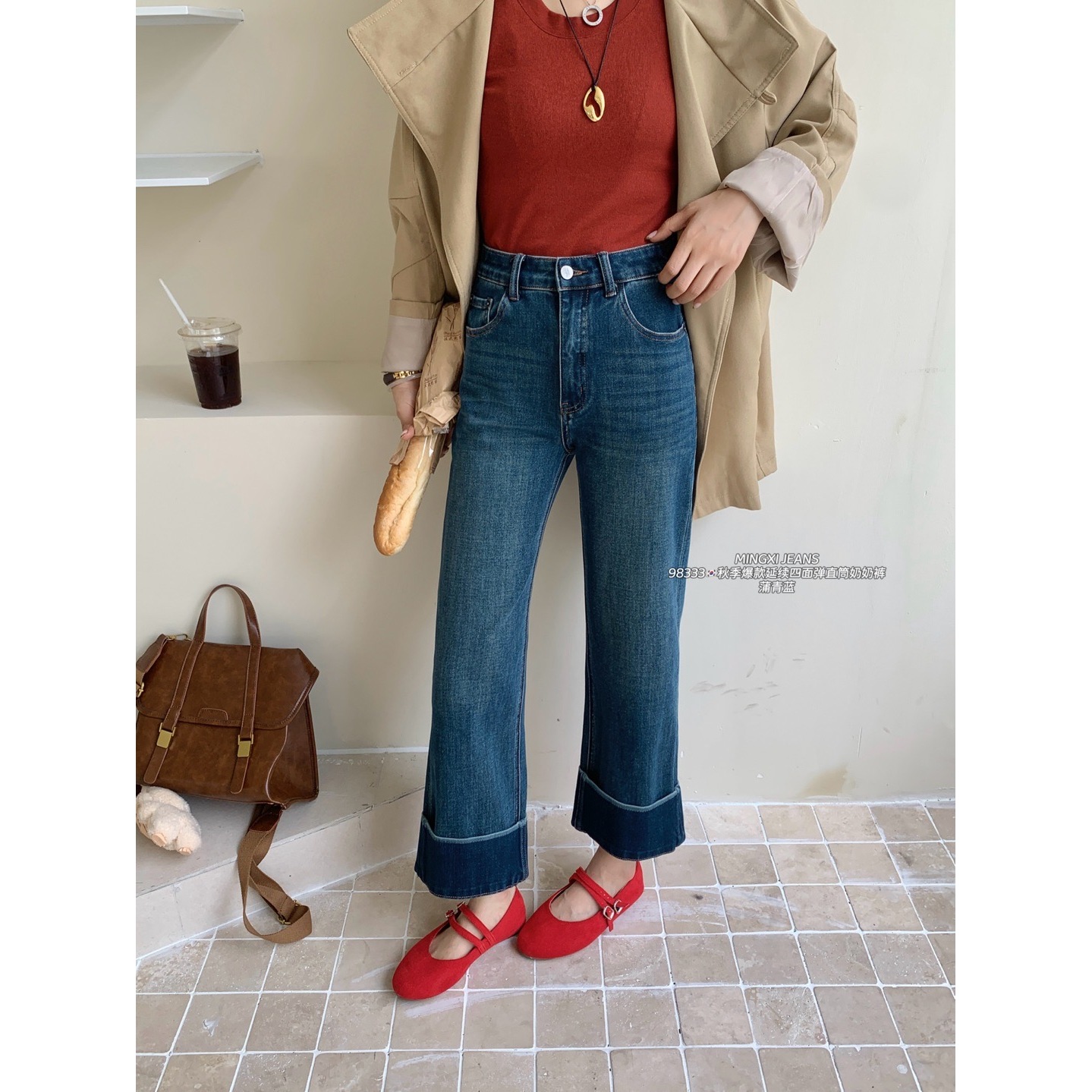 鑫燃KIKI 四面弹直筒奶奶牛仔裤 98333 MX【F】