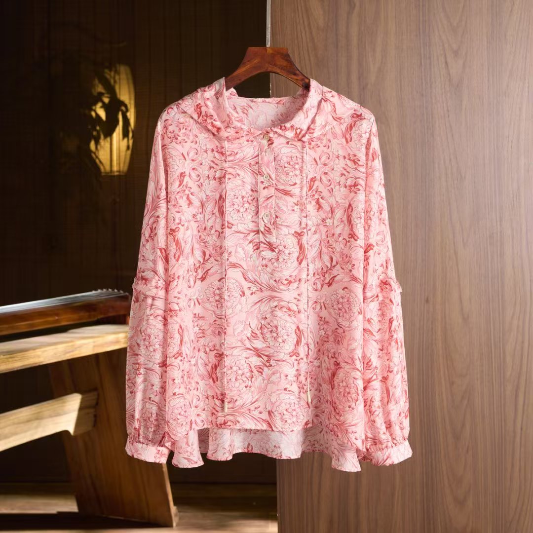 【Dushang】夏季新款时尚洋气显瘦减龄连帽真丝桑蚕丝TG2939