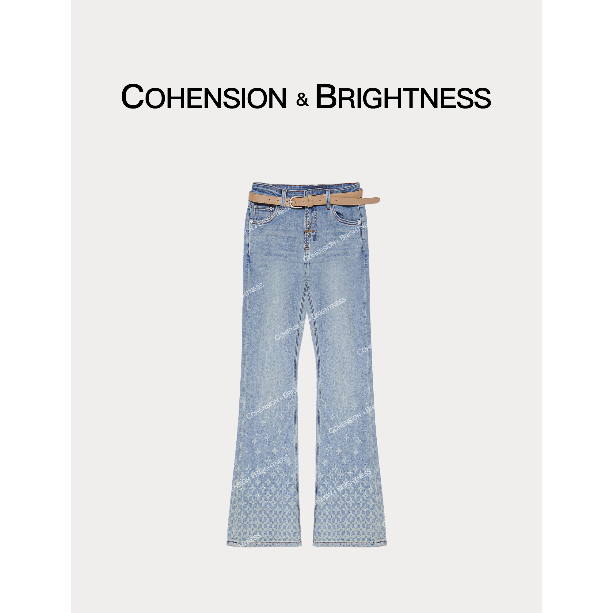 凝慧真的好【星星裤】春季时尚烫钻高腰显瘦微喇牛仔裤轻奢KQ060