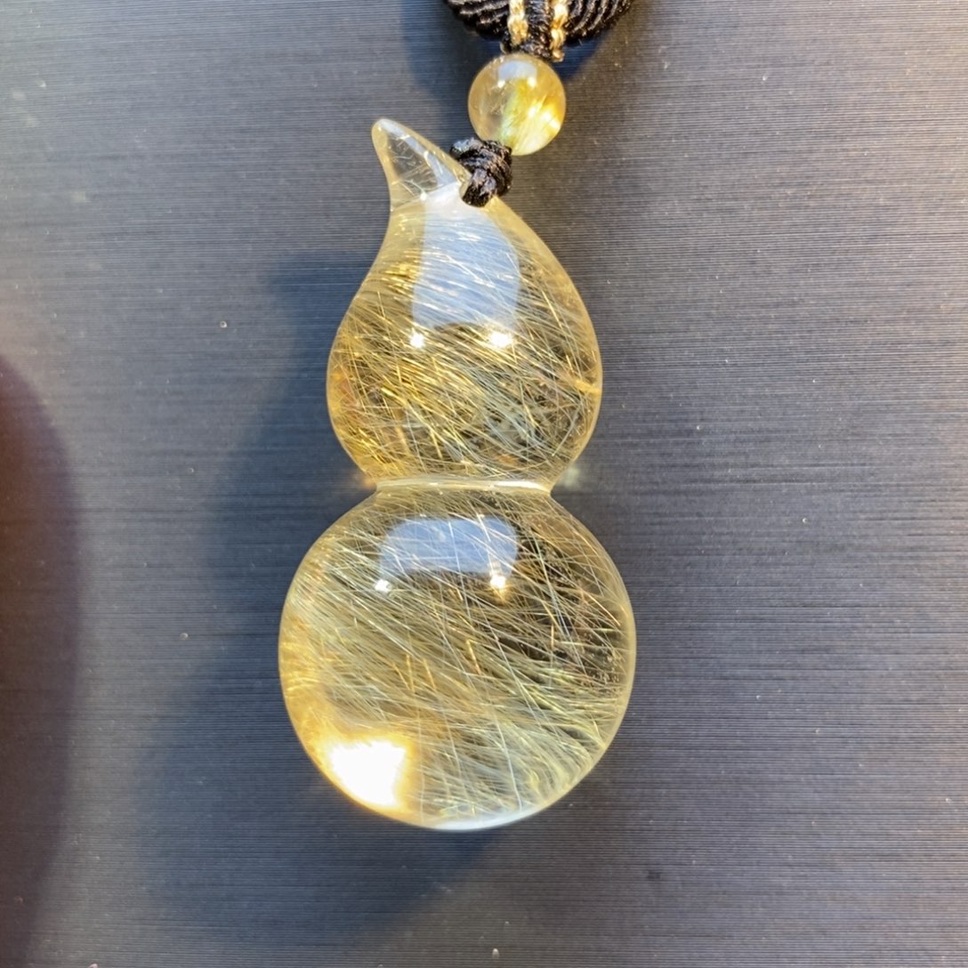 水晶颈饰未镶嵌金发晶葫芦吊坠