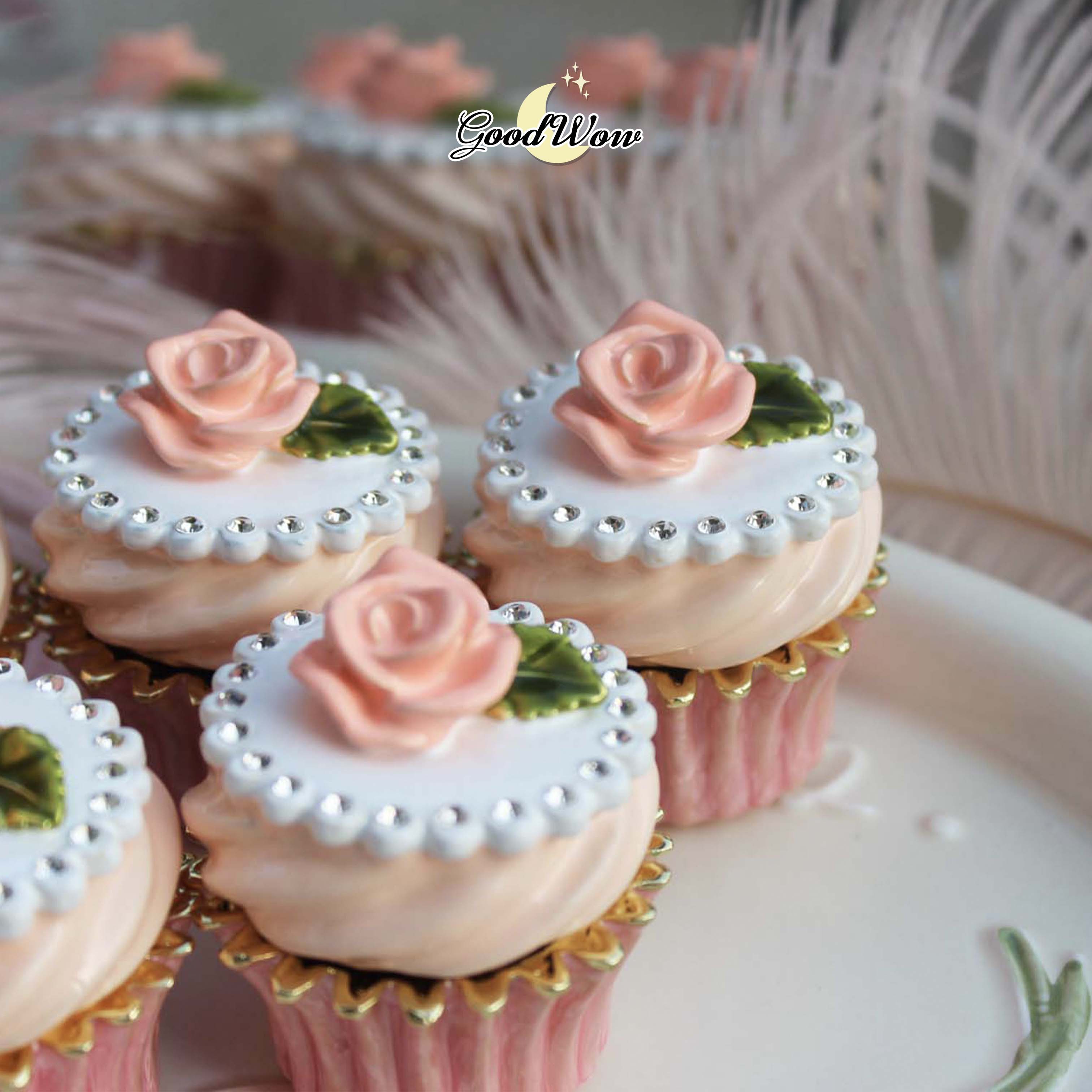 首饰盒/箱 精致摆件玫瑰蛋糕珐琅彩少女饰品盒收藏摆件耳钉收纳盒