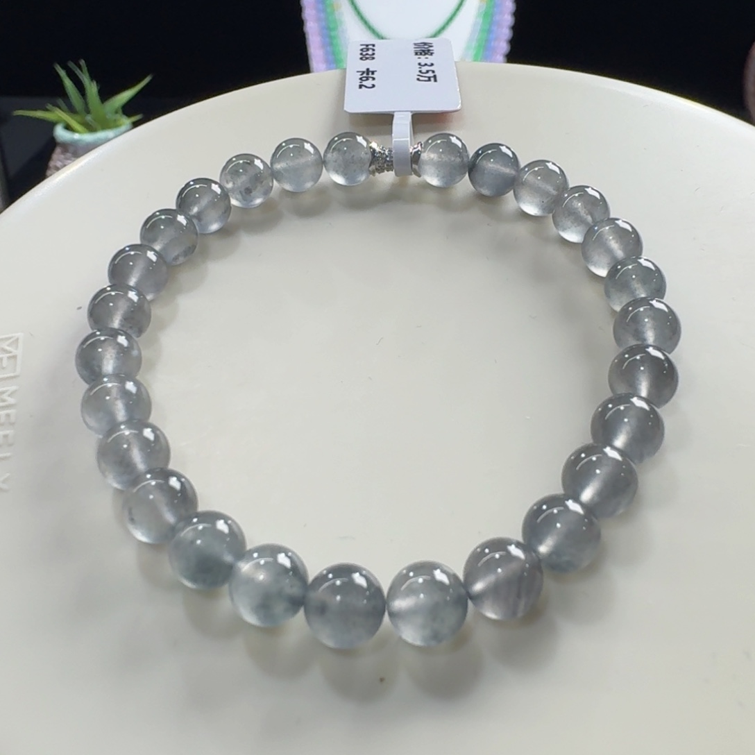 未镶嵌手链翡翠炸光玻璃黑钢单圈6.2nm