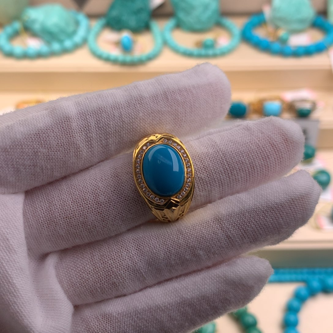 绿松石珠宝奇石18K金镶嵌