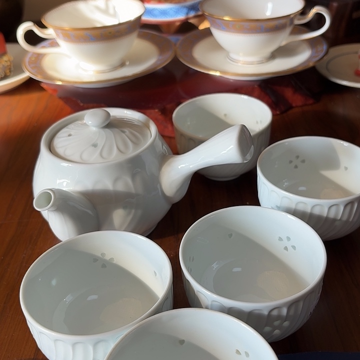 9304玲珑瓷一壶五杯 全新