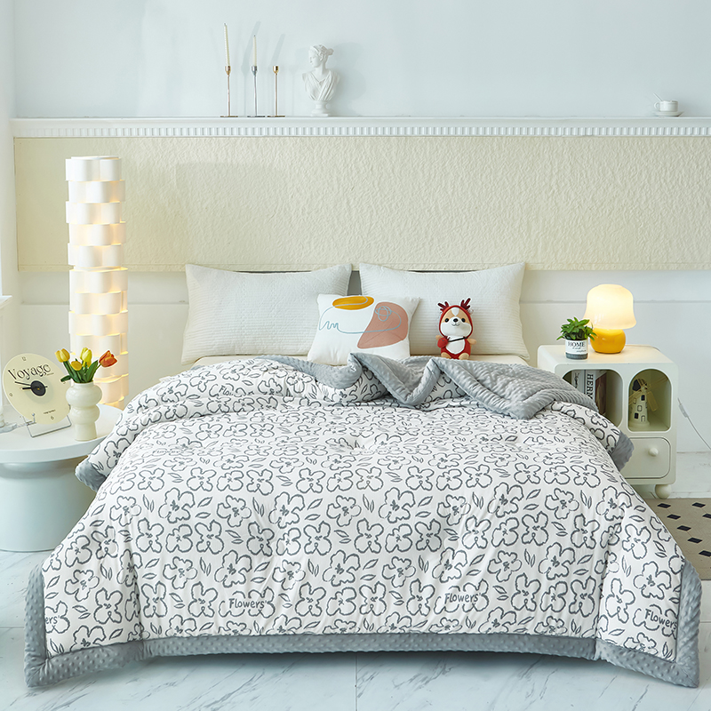 2025年新款牛奶绒豆豆绒被子单人双人冬季保暖豆豆花田