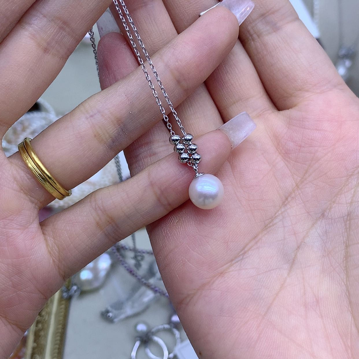 【闪购商品】淡水珍珠颈饰银S925镶嵌