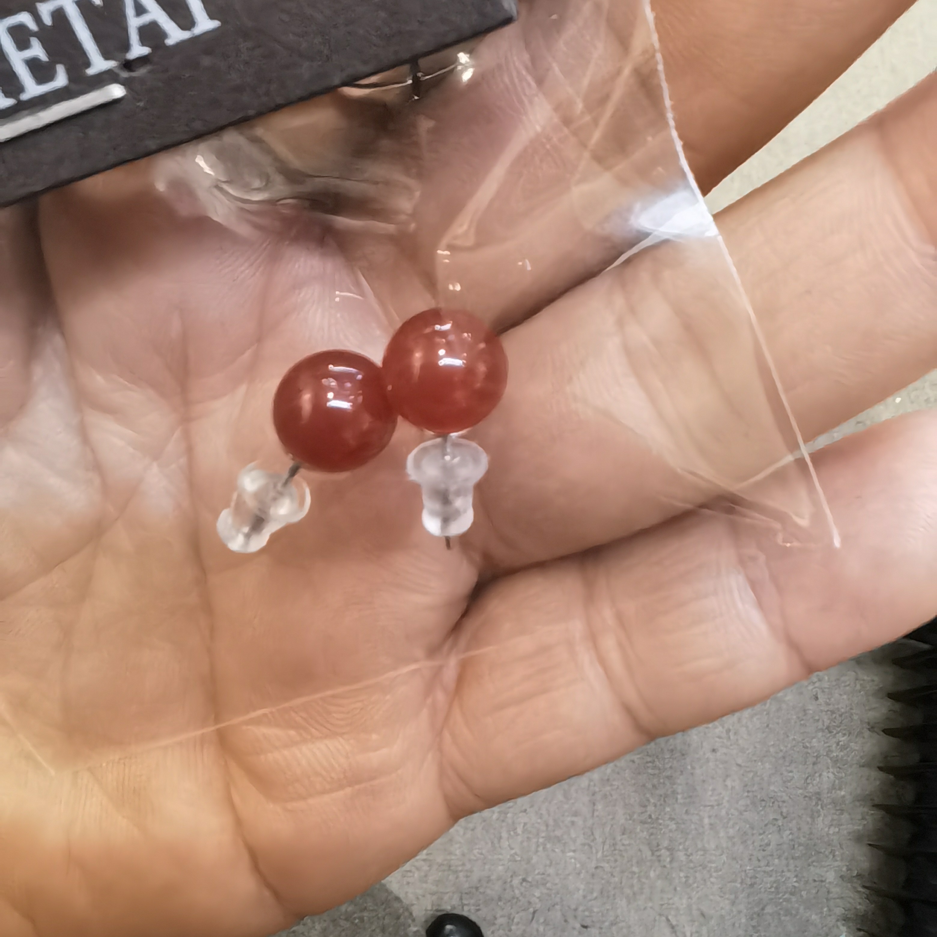 合金树脂耳饰 林姐家推荐时尚红色镶嵌