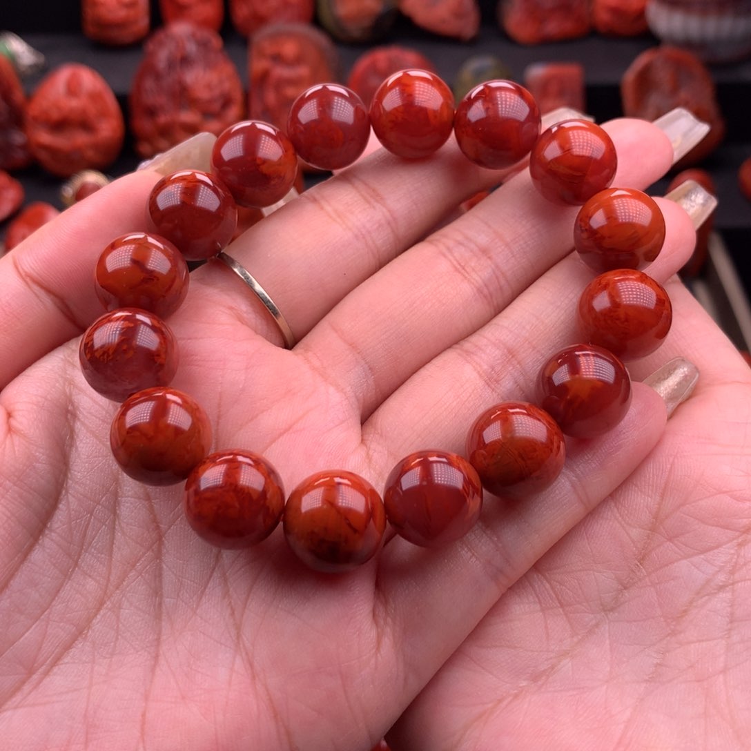 南红玛瑙南红川料原矿高品手串14mm未镶嵌