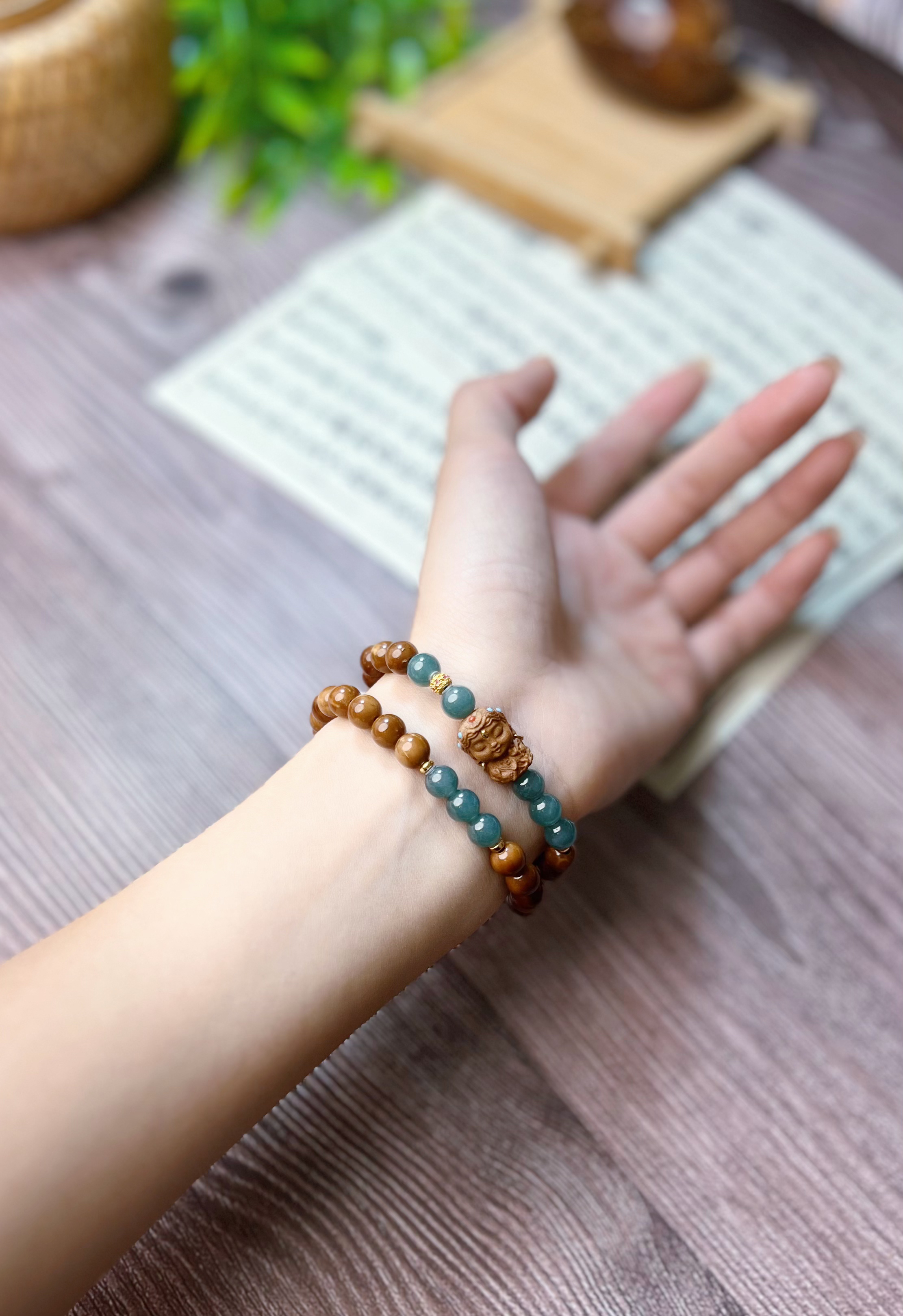 精品库克菩提双圈手链手作0.7