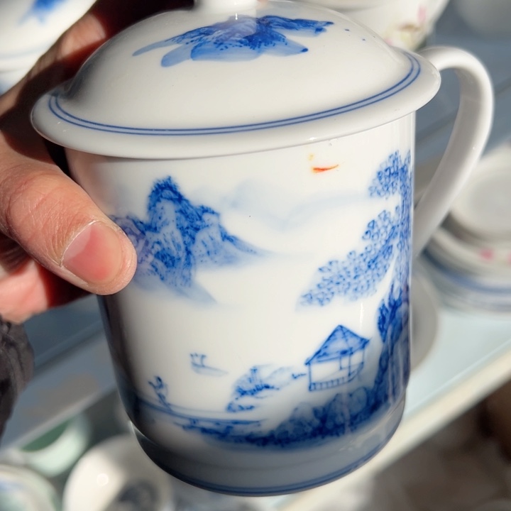 杯手绘山水办公杯一个