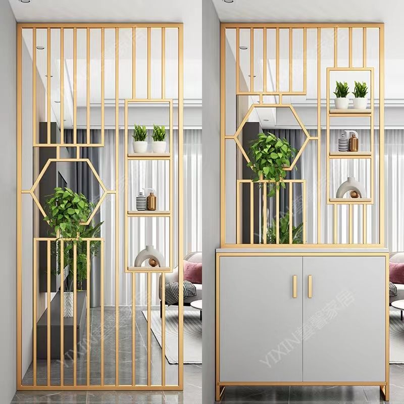 铁艺进门网红屏风隔断装饰定制轻奢现代简约客厅入户遮挡玄关格栅