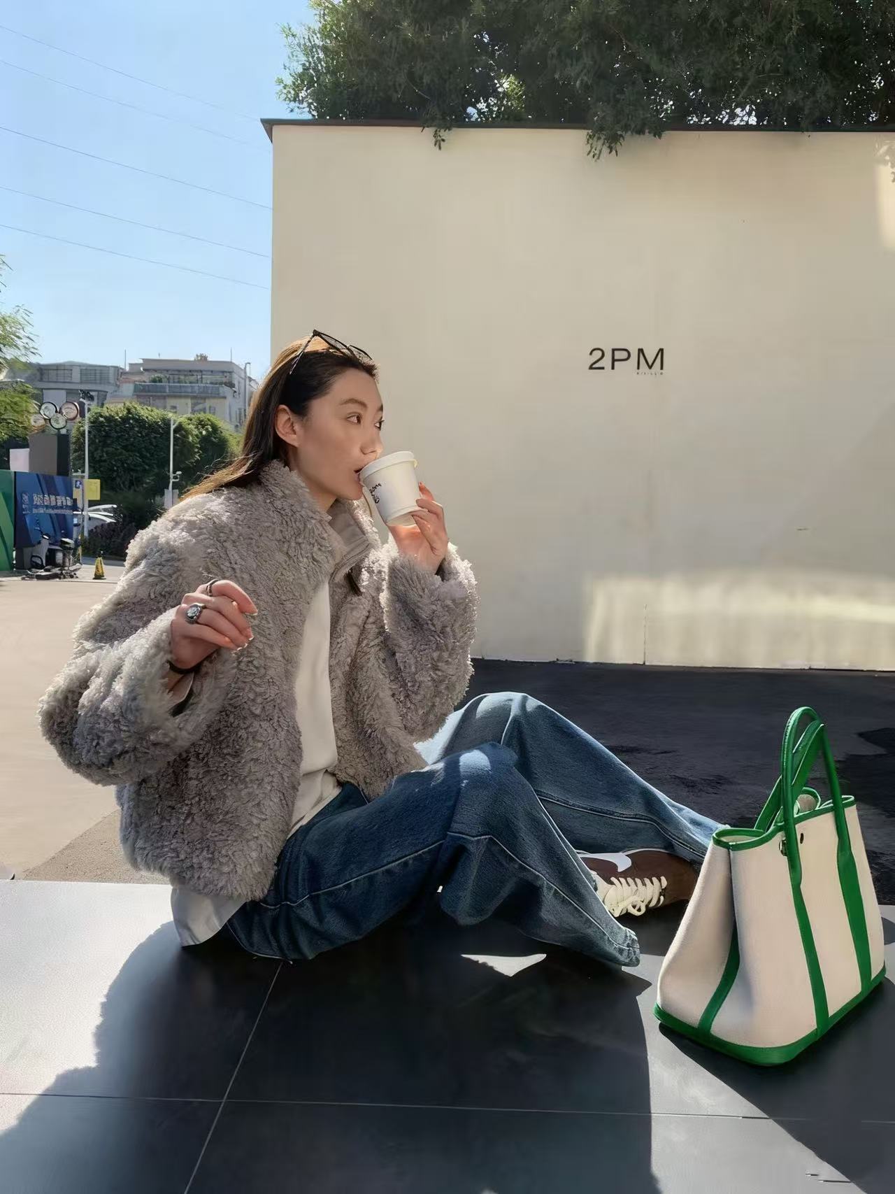 包袖直下摆纯色单排扣短款短外套保暖宽松韩版女装