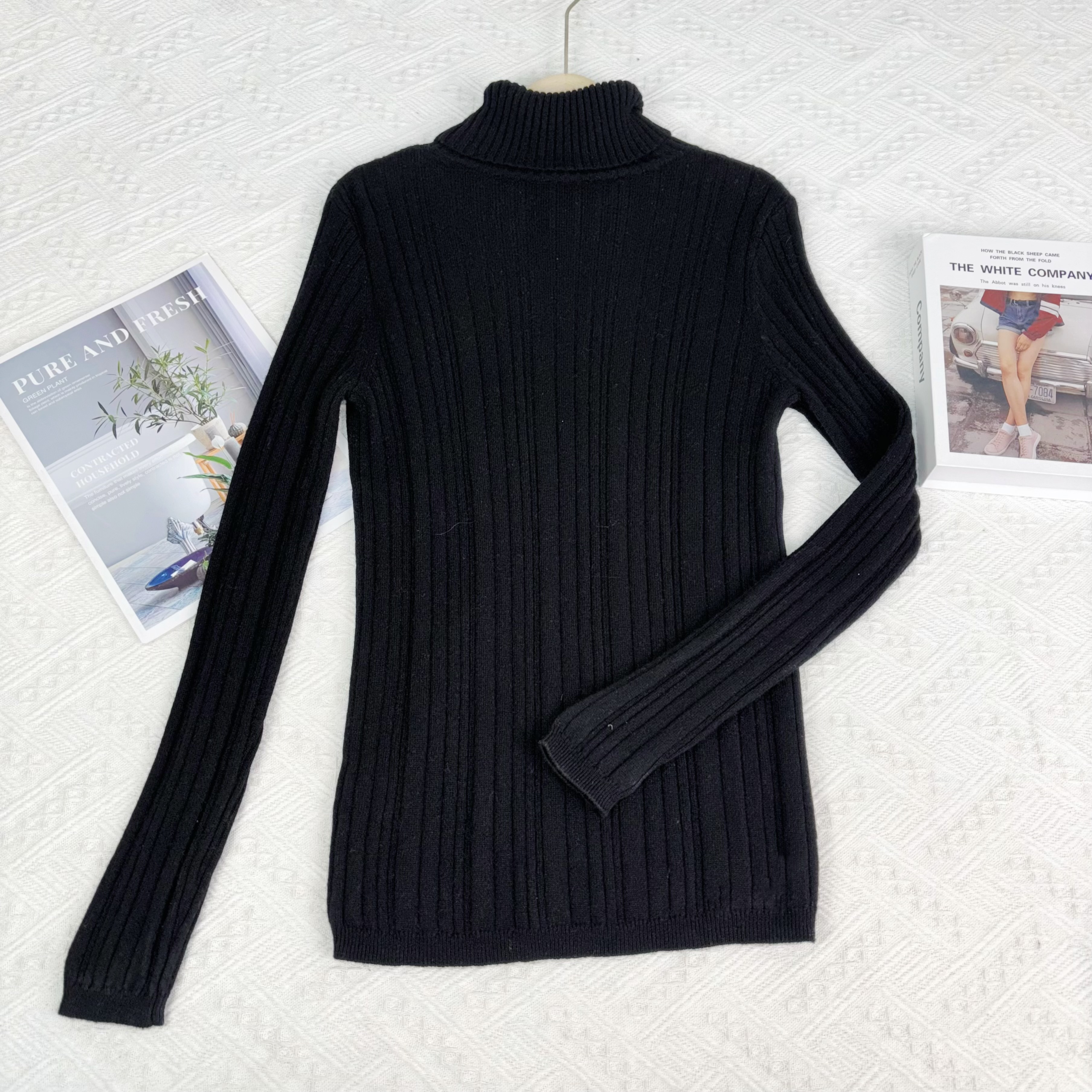 新新定制-高领翻领纯色软糯舒适修身百搭针织毛衣509217