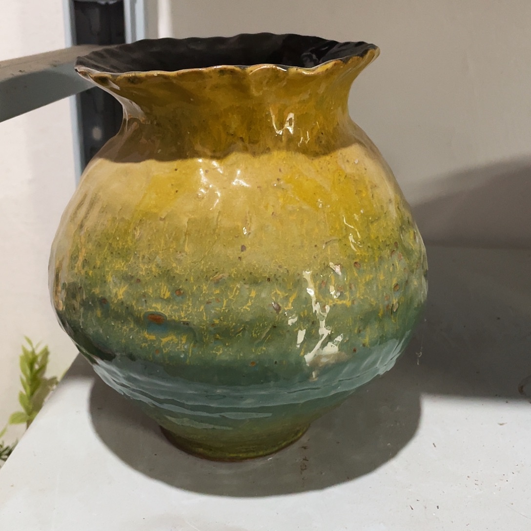 爱***鼠手工陶瓷花瓶福利高23口11手工盘泥花瓶