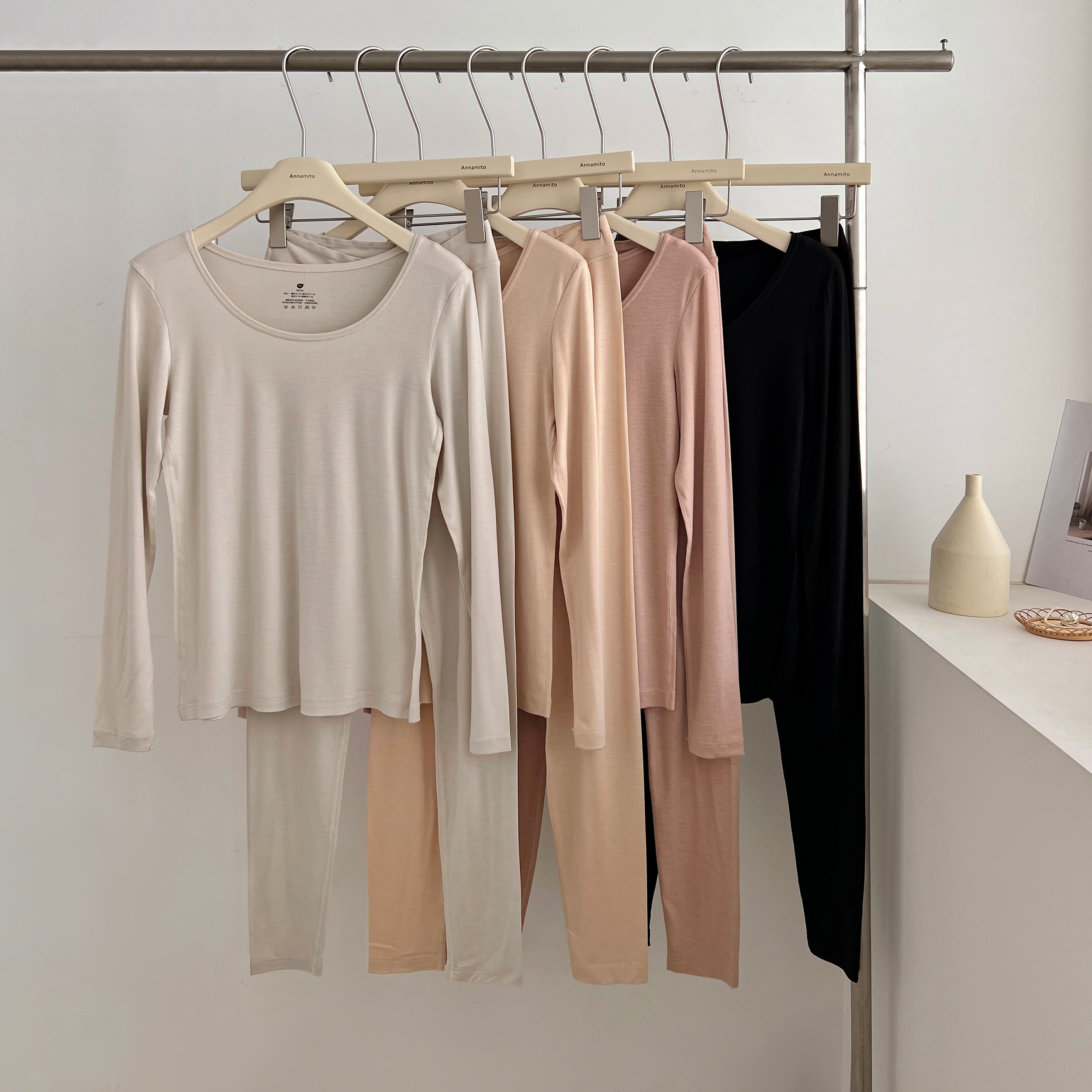 桑蚕丝。女士圆领保暖套装Q9092