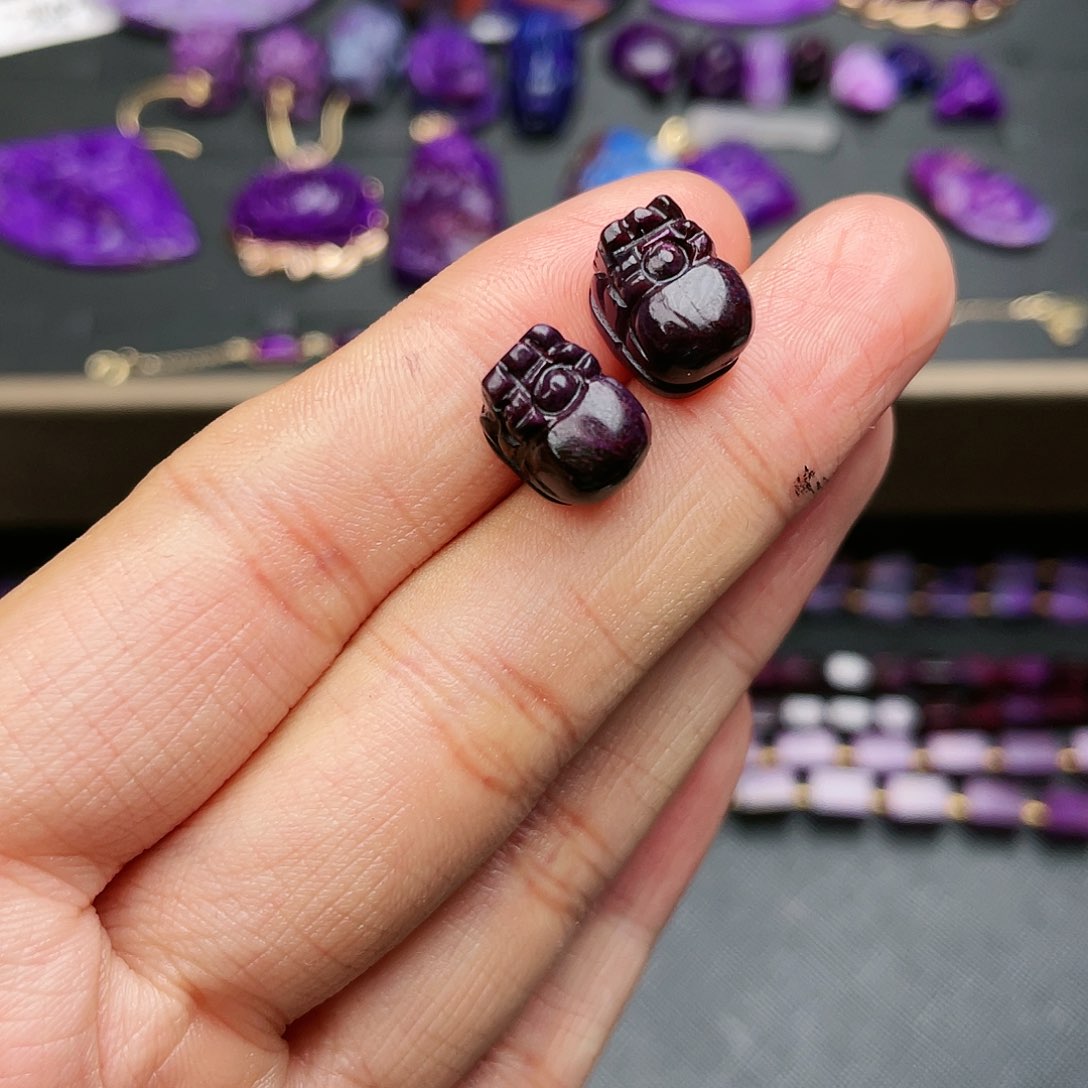 苏纪石（舒俱来）耳钉银S925镶嵌