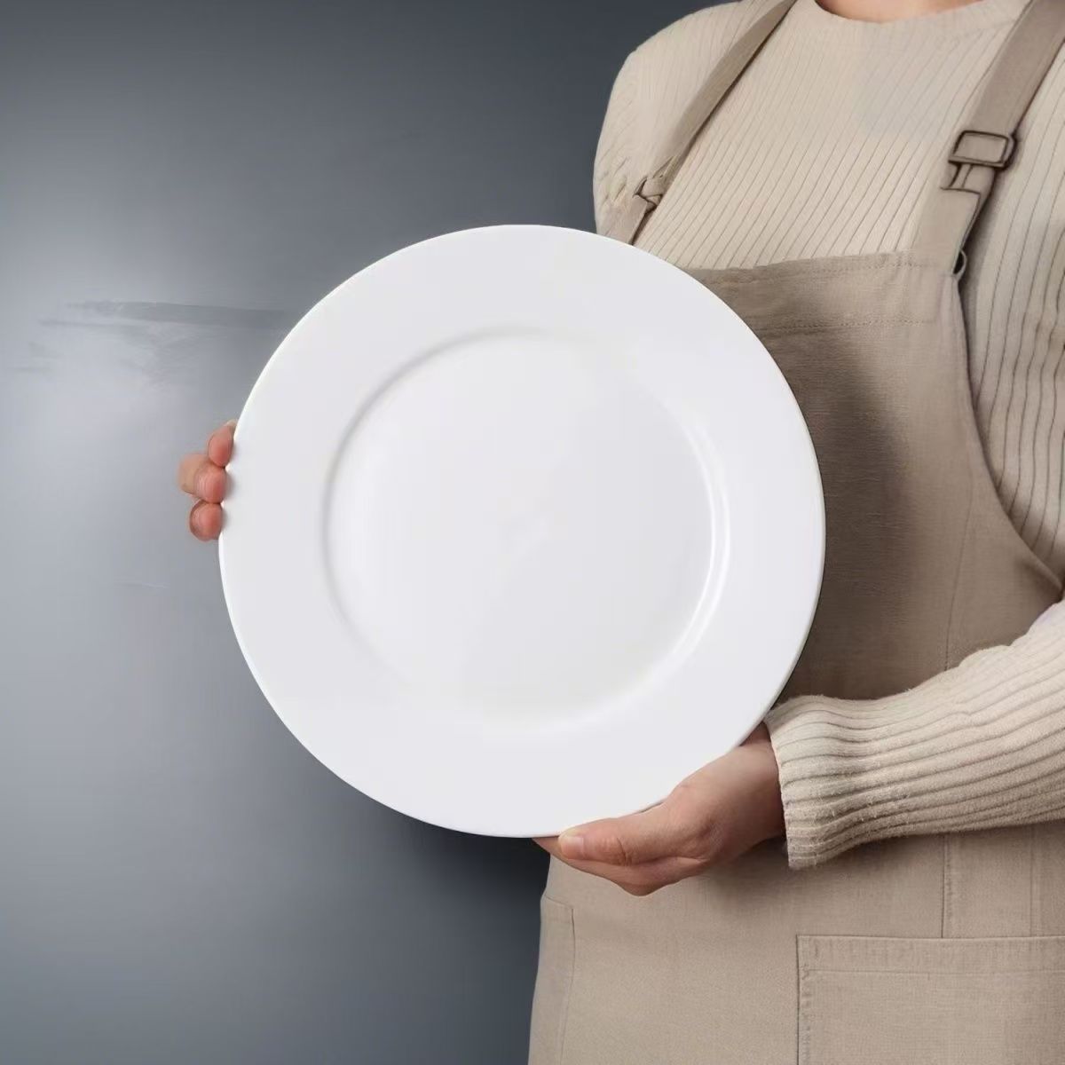 2只装10英寸纯白餐具西餐菜盘家用平盘牛排骨碟碟子圆形商用饭店