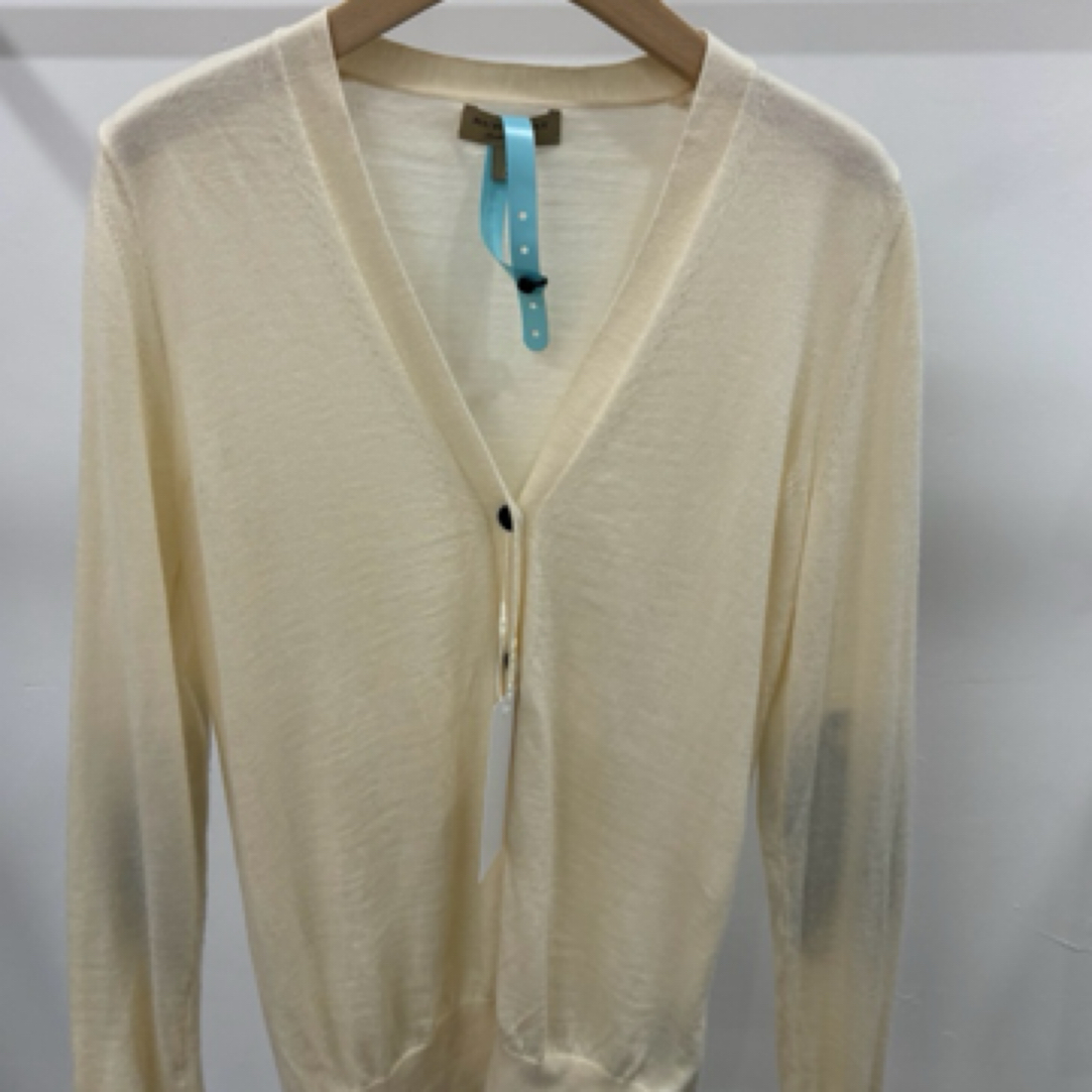 99新 BURBERRY/博柏利 白色羊毛针织开衫/S码/A02398