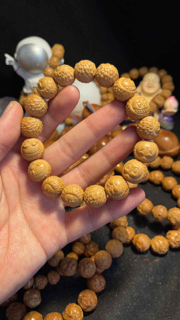 紫金鼠莲花雕刻拉布布可爱风格精品文玩男士文玩九转手串九转手串