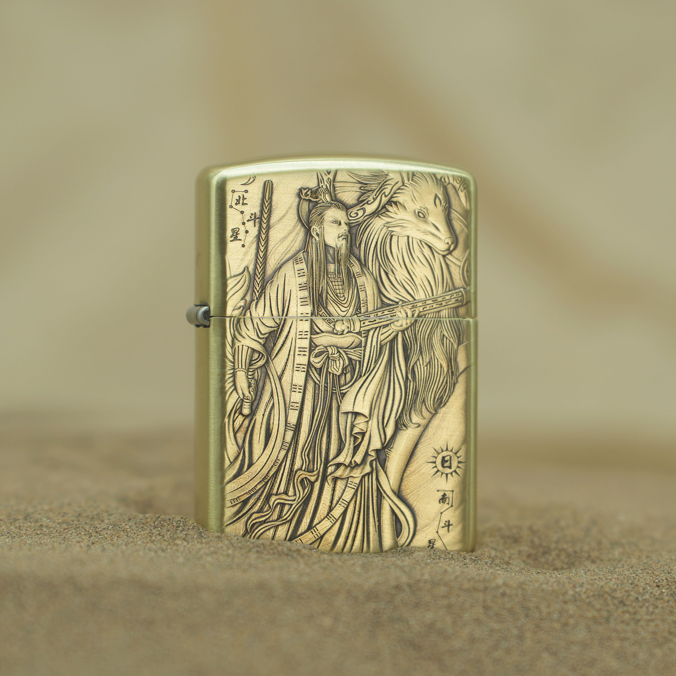 ZIPPO/之宝姜太公 纯铜盔甲紫铜镶嵌官方正品打火机防风立体TCJ1