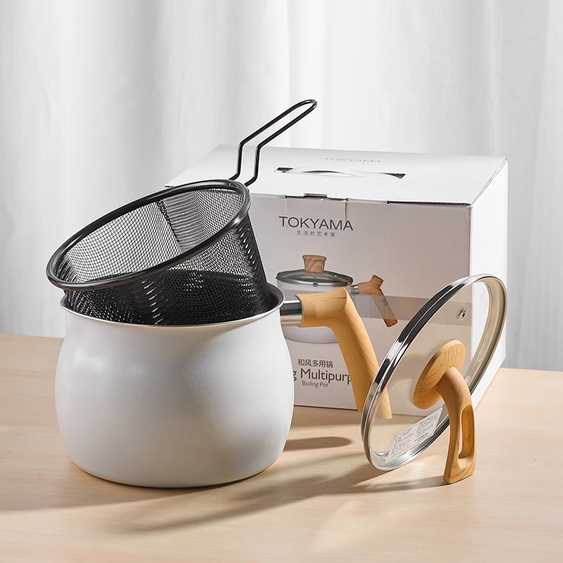 川岛屋16CM泡面锅油炸锅多功能带滤网奶杯锅加深奶锅小煮锅家用