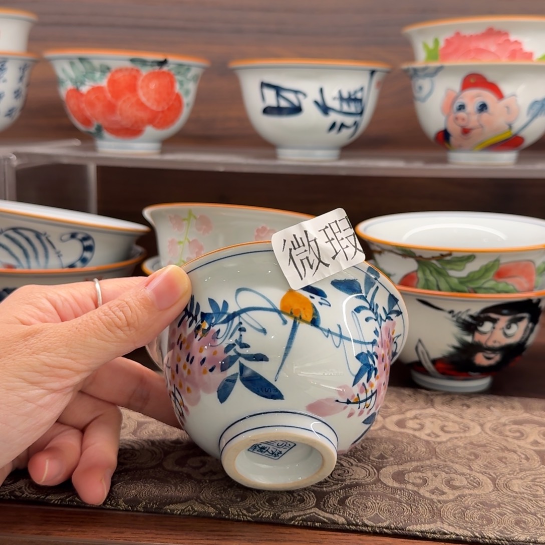 釉下手绘茶具微瑕