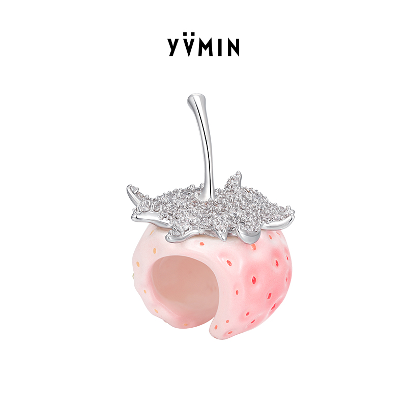 YVMIN/尤目 铜合金树脂戒指 夏上新草莓戒指音乐节