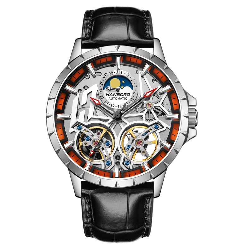 【设计师款】HANBORO衡宝罗男士双飞轮时尚潮流全自动机械手表防水