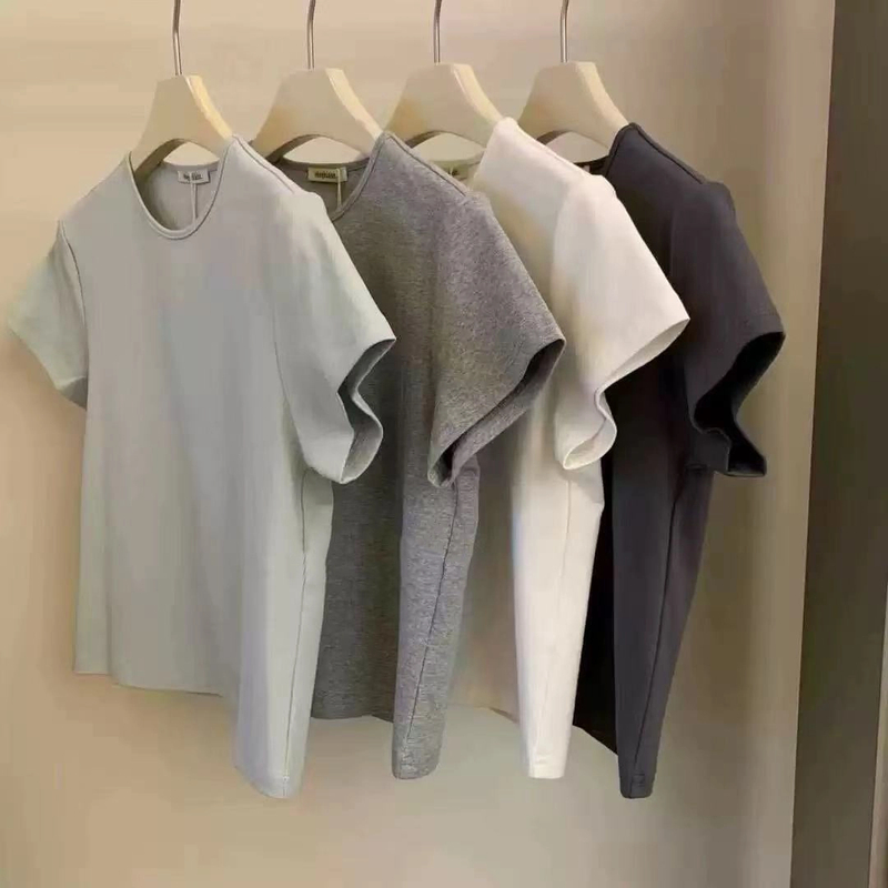 韩版东大门ins高品百搭T恤圆领修身显瘦短袖上衣纯色打底衫N6097