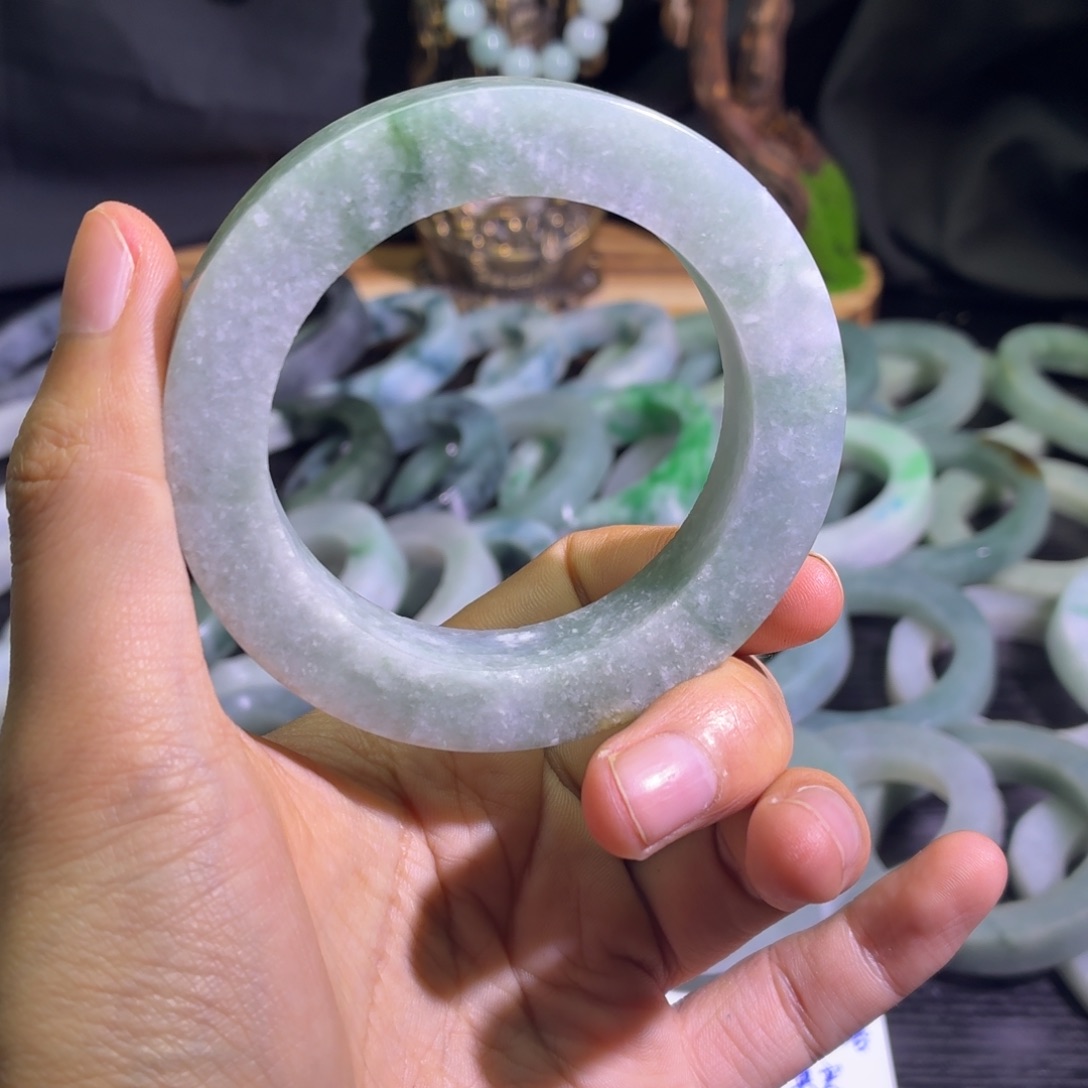 定制翡翠未镶嵌天然纹理随机，追求完美者慎拍