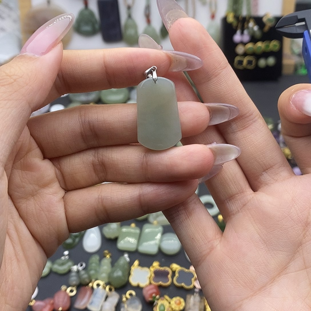 和田玉吊坠(不含链)银S925镶嵌