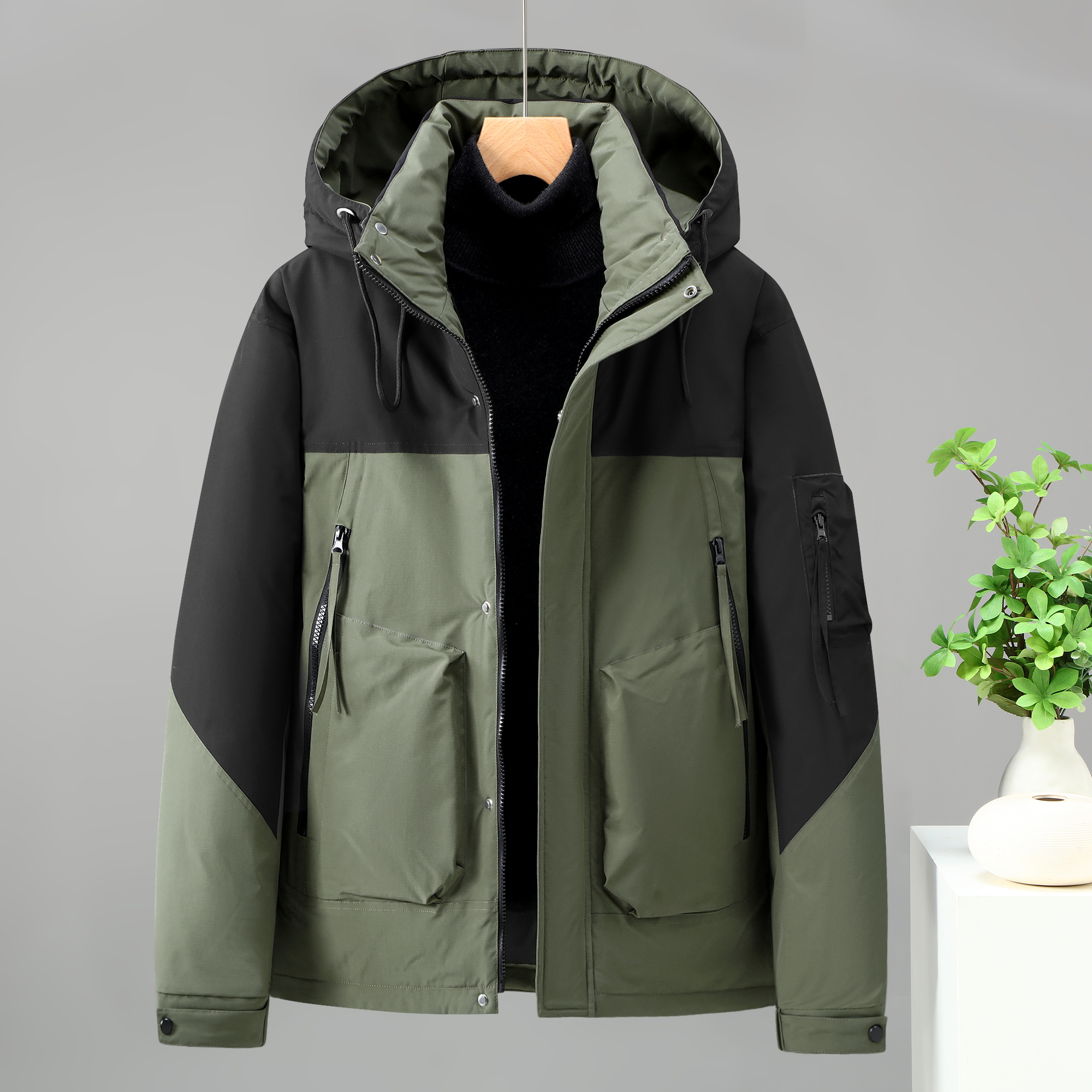 8951加厚可拆卸帽棉衣多口袋工装冲锋衣棉袄防风保暖冬季户外休闲