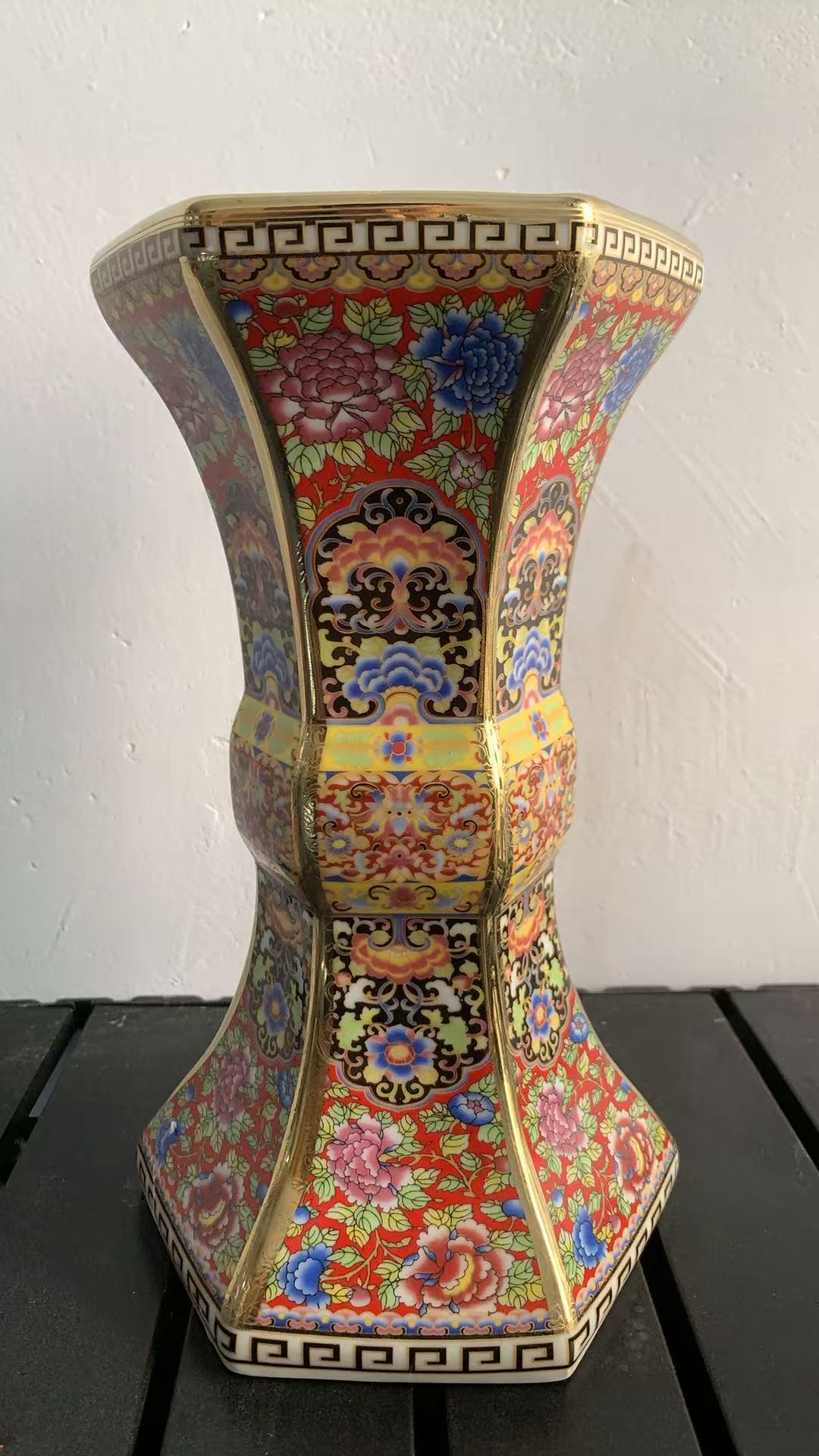 精美珐琅彩花瓶高档陶瓷客厅插花台摆件