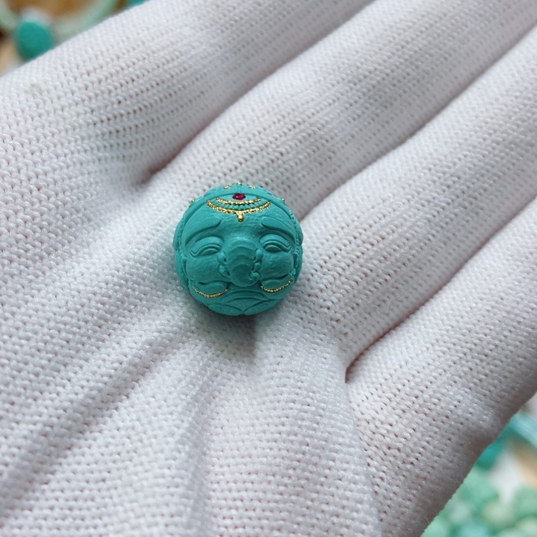 绿松石未镶嵌象珠子14.5mm