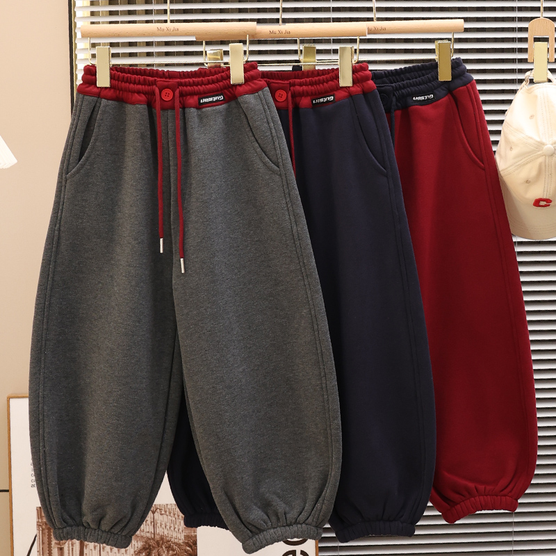 儿童加绒裤子2026新款男女童秋冬装休闲卫裤宽松洋气保暖加厚长裤