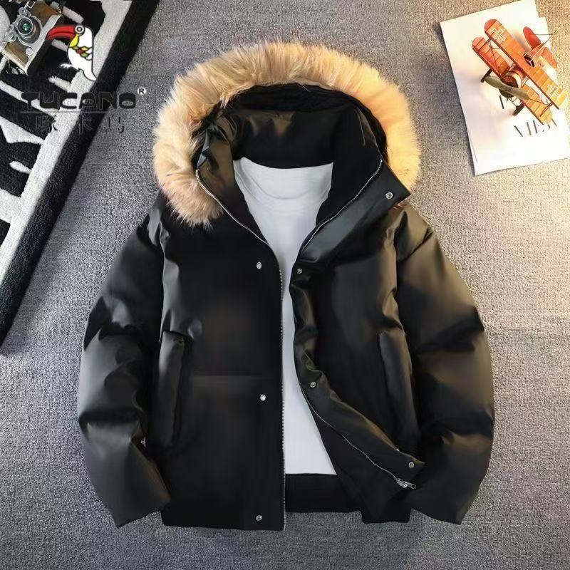 K 200-399 男款羽绒服毛领身上帅气