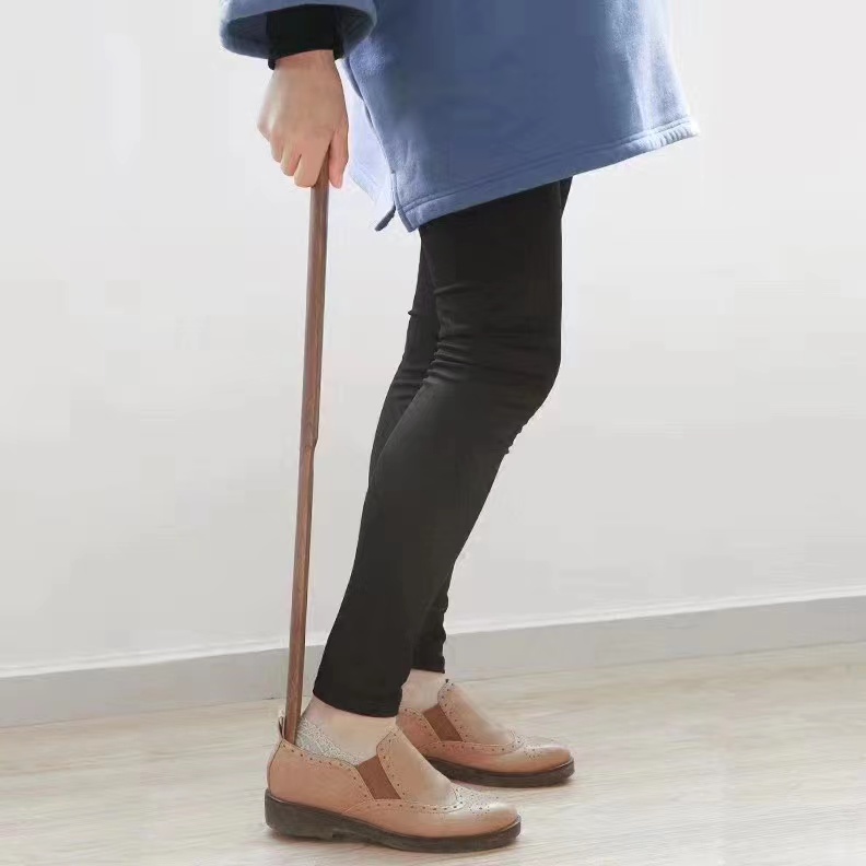 自然之风黑胡桃木榉木鞋拔超长实木鞋拔子玄关摆件挂件