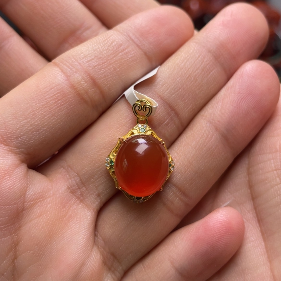 【闪购商品】银S925镶嵌保山冰红吊坠南红玛瑙