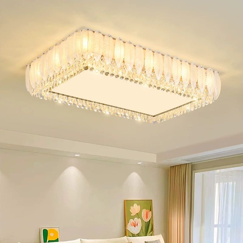 2024新款轻奢羽毛水晶吸顶灯客厅餐厅卧室