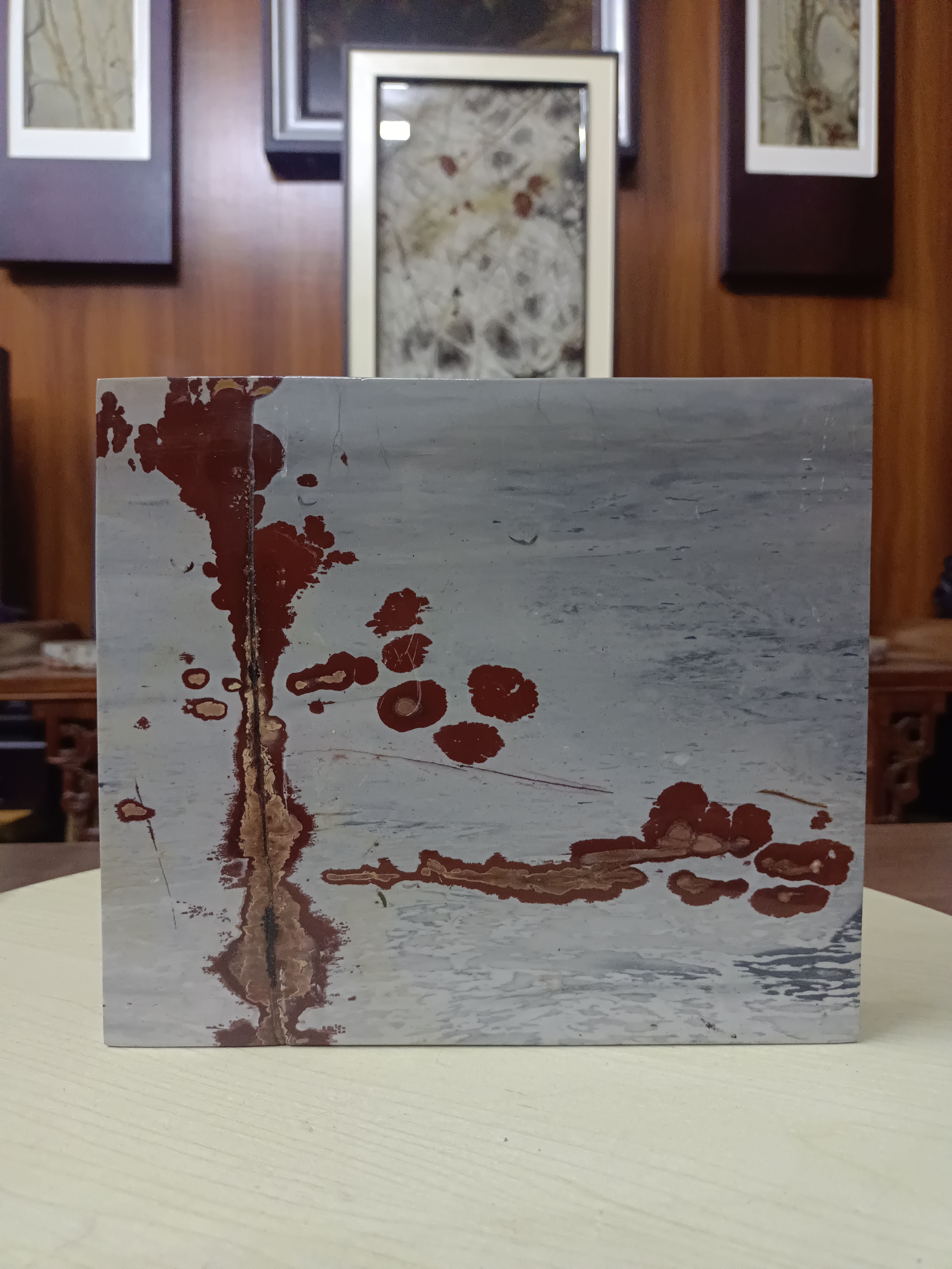 广西天然国画石屏风摆件无底座已上漆