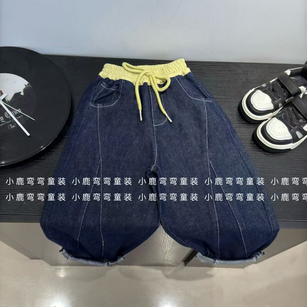 丹宁蓝不掉色牛仔C25417春秋新款黄色腰头牛仔裤