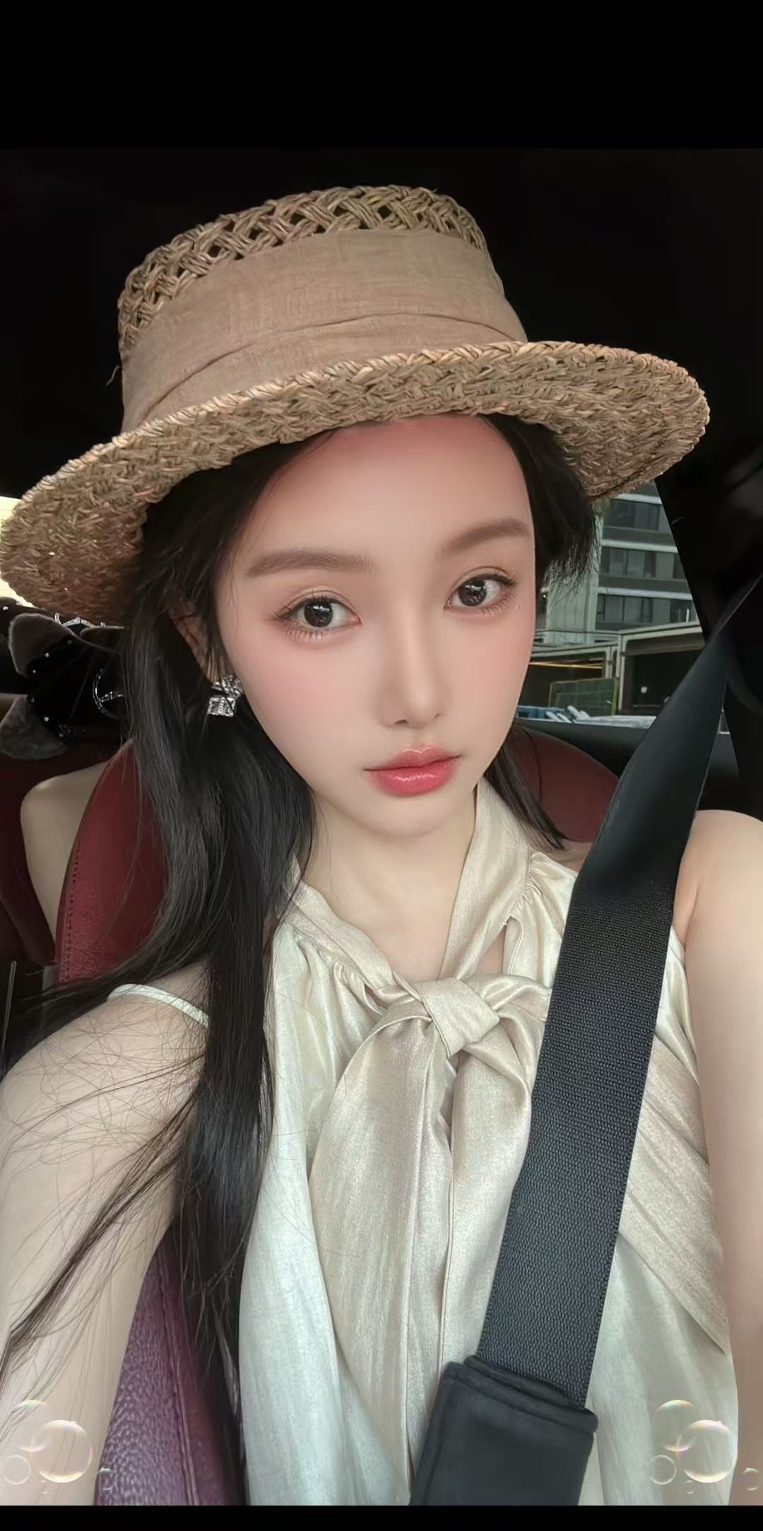 LRL草编遮阳帽圆帽女夏季发卡遮阳防晒太阳帽RLSC20250001