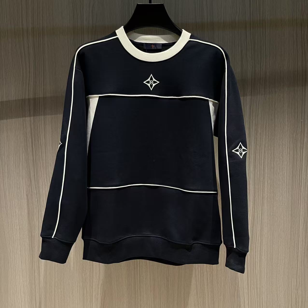 套头圆领男刺绣卫衣休闲宽松长袖时尚百搭潮流秋冬轻奢9578