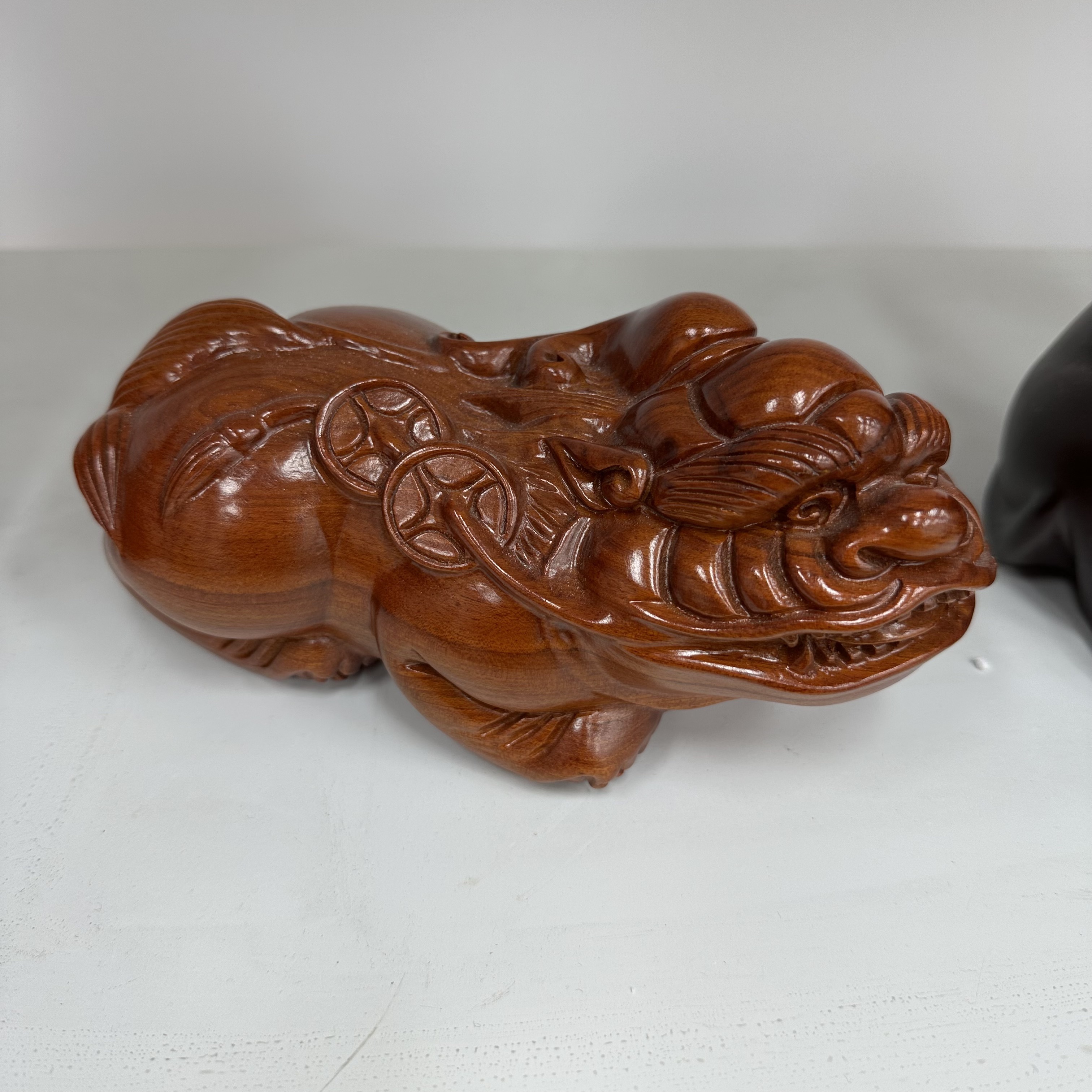 十四【花梨木雕貔貅】长20宽11高10cm（孤品摆件 介意微瑕勿拍）