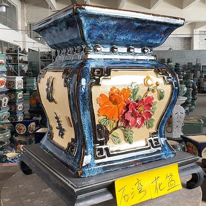 伟***。一风堂石湾花盆 印口裂 修胚痕迹 