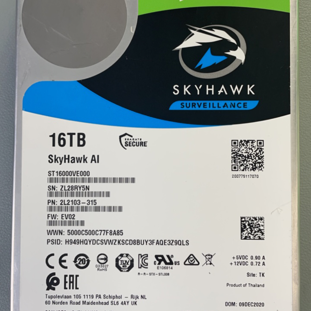 希捷16t酷鹰专用大容量硬盘适用于视频监控智能安防与AI分析等