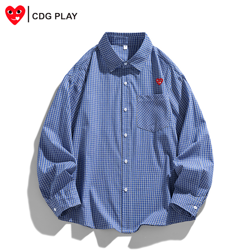 CDG PLAY小格子衬衫男2025秋冬新款潮流情侣薄外套女
