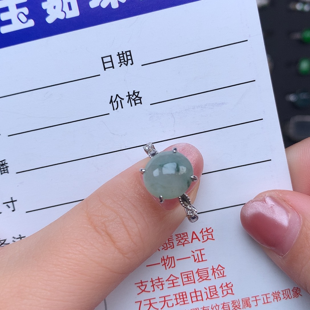 翡翠戒指银S925镶嵌戒指925